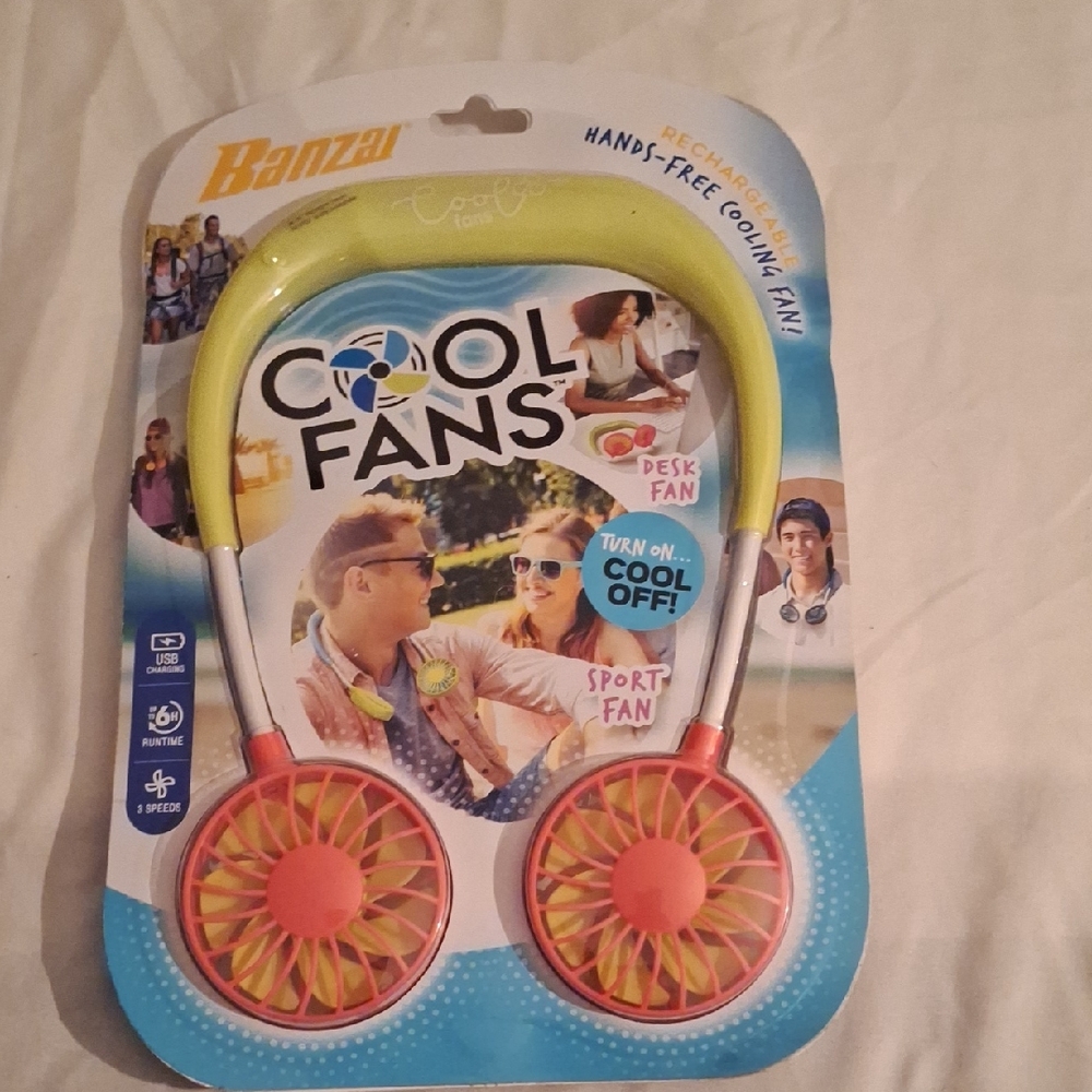 Cool Fans Hands-Free Neck Fan - Lime Green and Coral